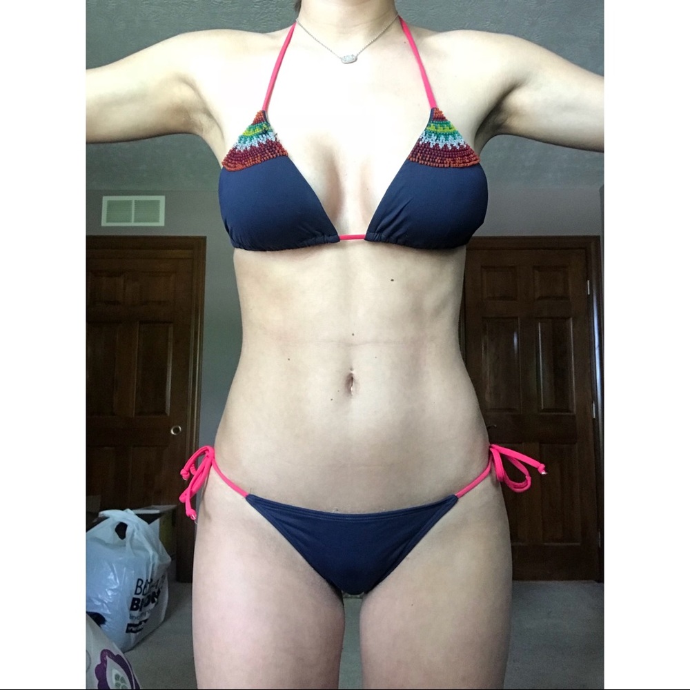 Navy blue beaded bikini